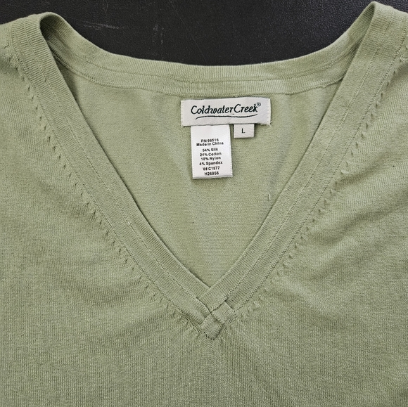 Coldwater Creek Silk Blend Green Jersey - EUC - Size L - Picture 3 of 7